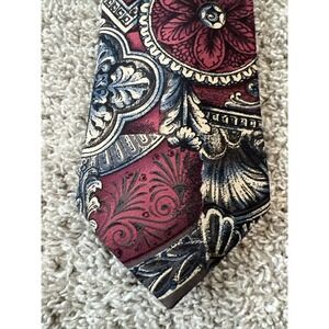 ROOSTER GUC Men's Vintage Multicolor All Silk‎ Tie Burgundy, Beige Blue classic